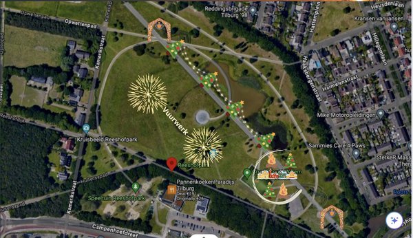 Plattegrond vuurwerkshow Reeshofpark