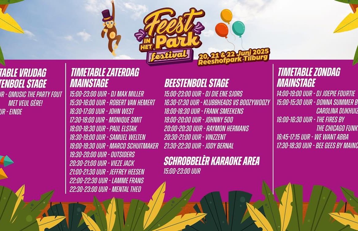 Timetable feest in het park