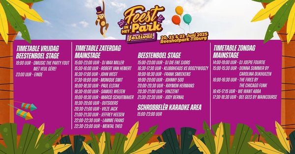 Timetable feest in het park