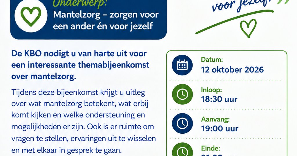 Themabijeenkomst Mantelzorg Informatie 19:00 - 21:00 "> Themabijeenkomst Mantelzorg
